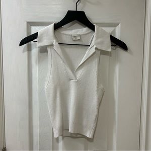white knit collared tank